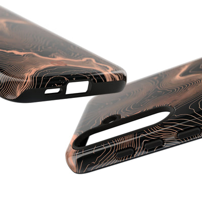 Orange Tough Phone Case for Samsung - Salmon Ridge Topo