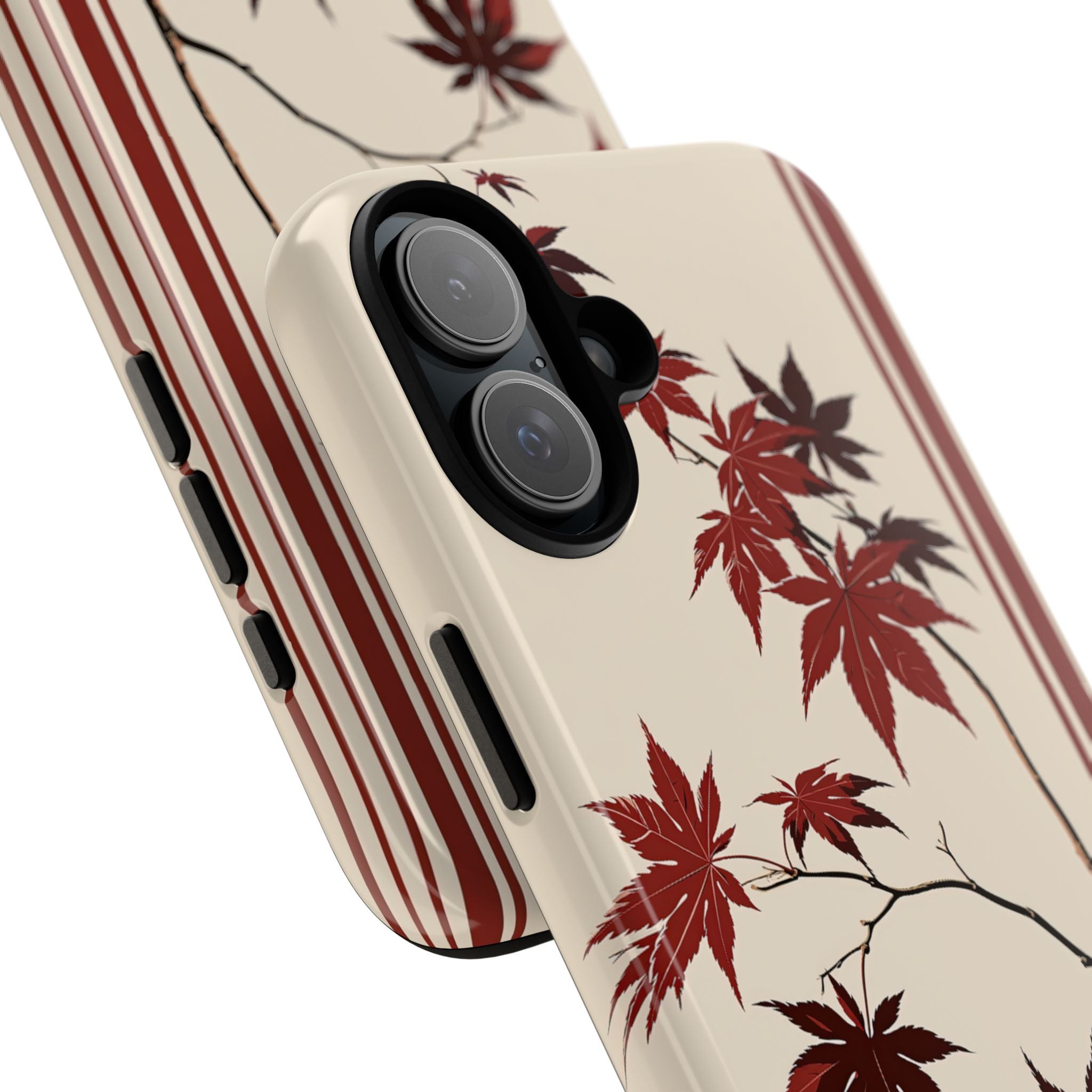 Red Tough Phone Case for iPhone - Crimson Momiji Stripe