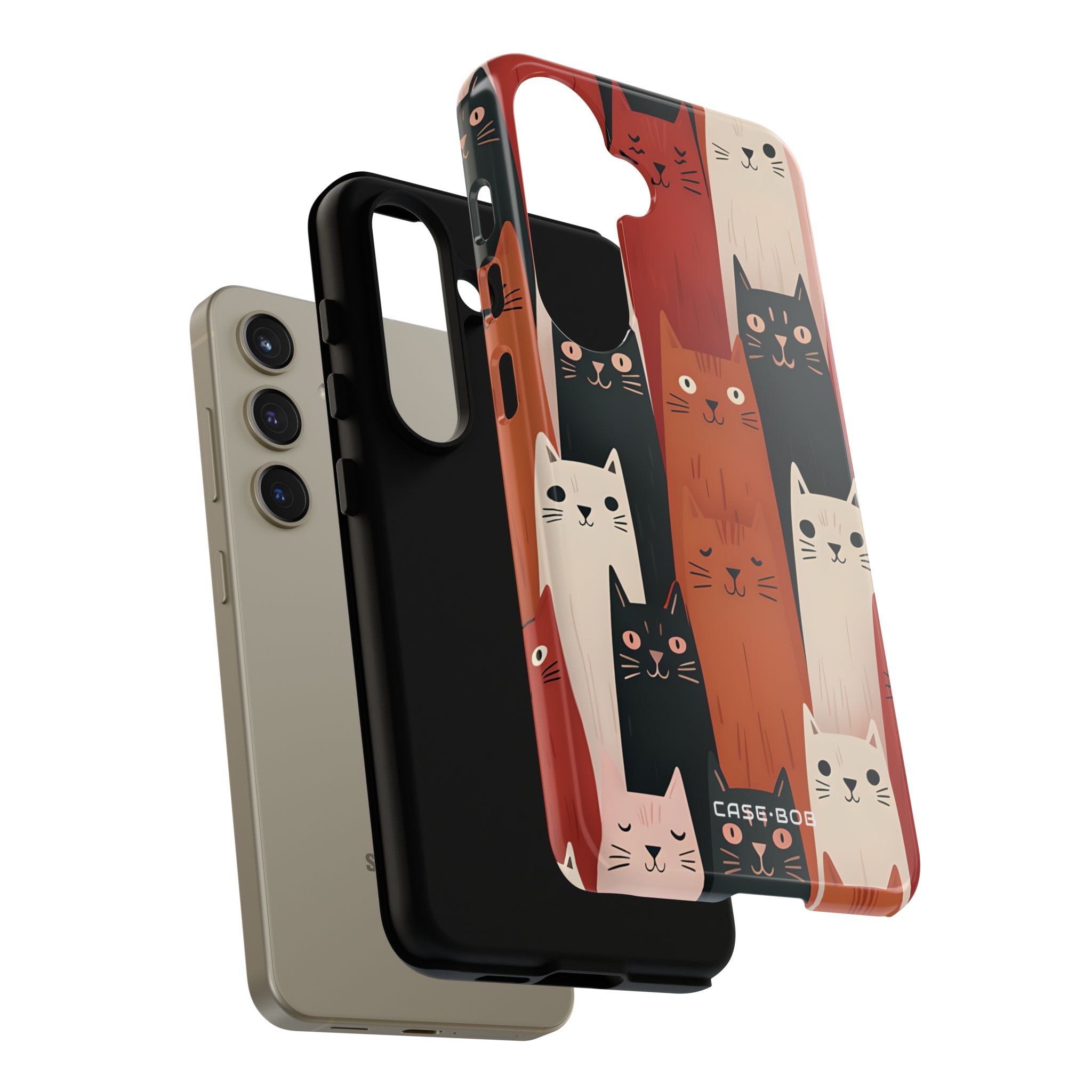 Elongated Cats Black Samsung S24 Case - Tough