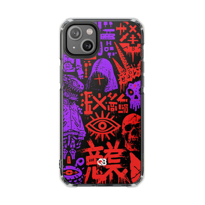 Underground Cyber Glyphs · Clear Impact Magnetic Phone Case for iPhone · Black