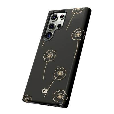 Black Tough Phone Case for Samsung - Obsidian Sand Petals