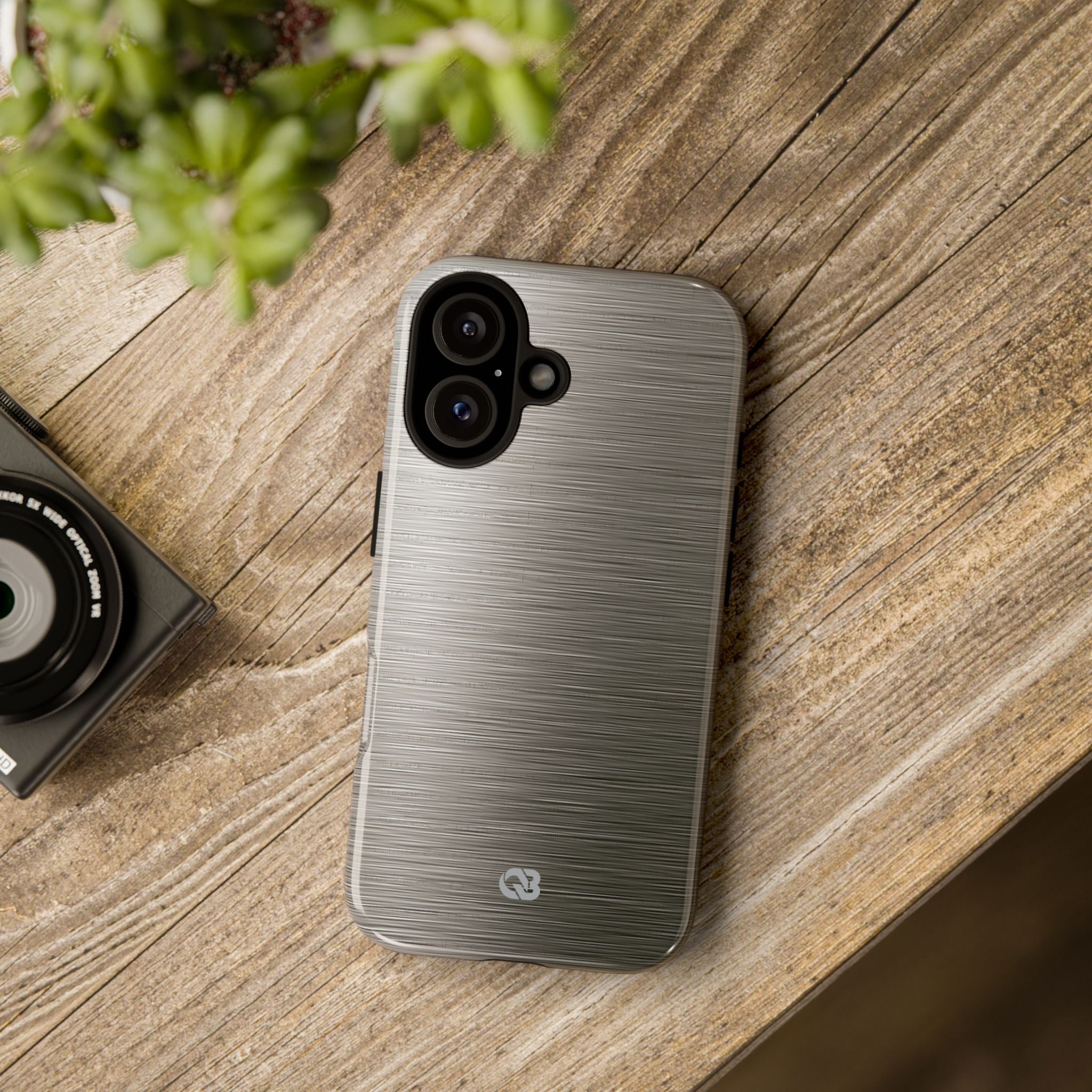 Grey Tough Phone Case for iPhone - Brushed Industrial Steel