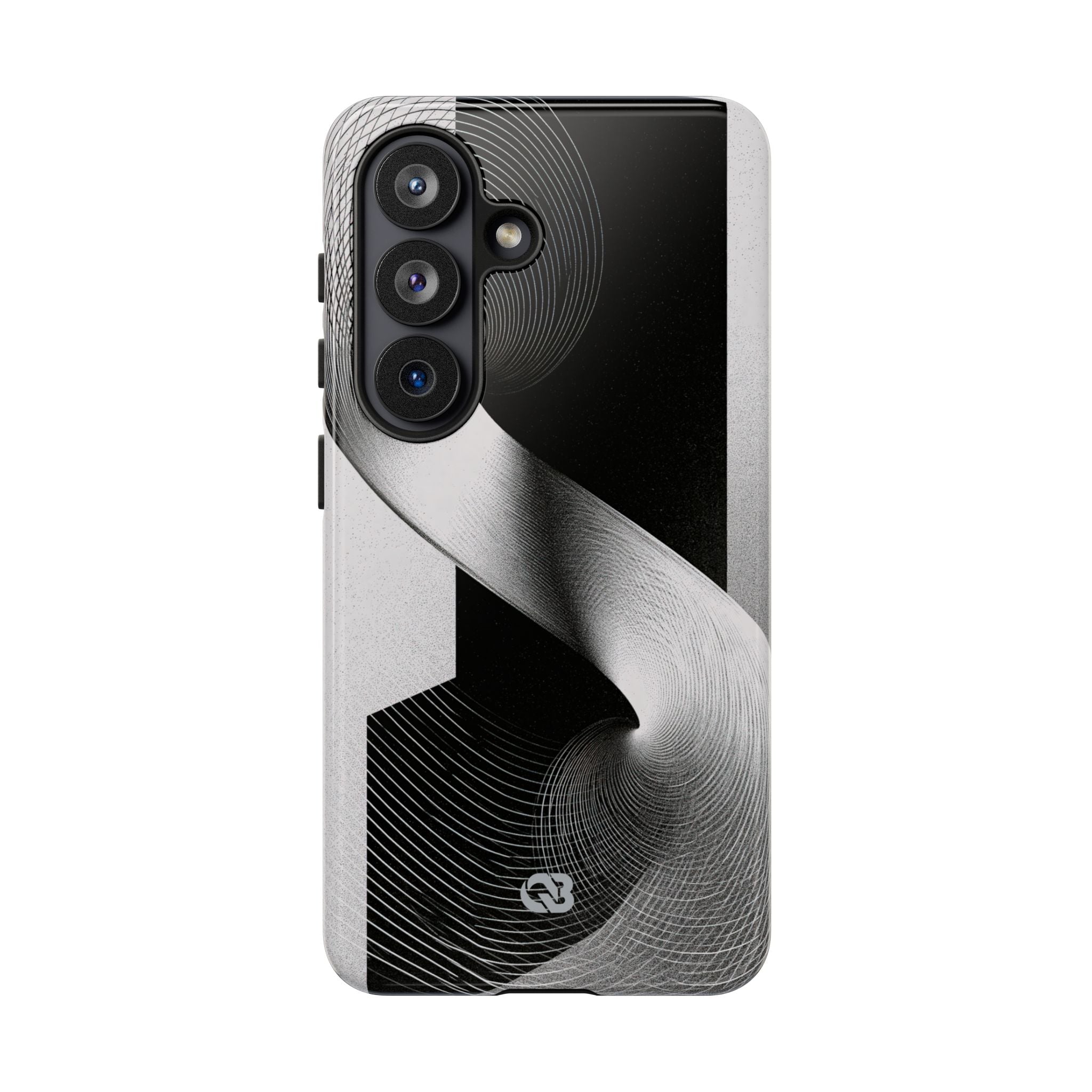 Grey Tough Phone Case for Samsung - Obsidian Moiré Wave