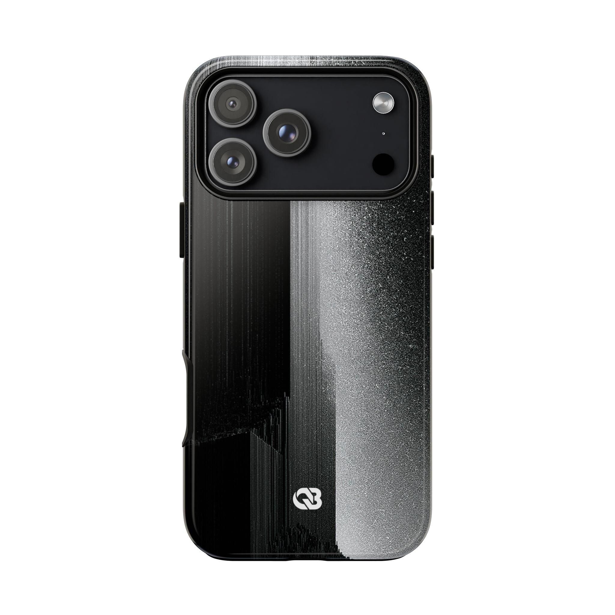 Black Tough Phone Case for iPhone - Brutalist Pixel Monolith