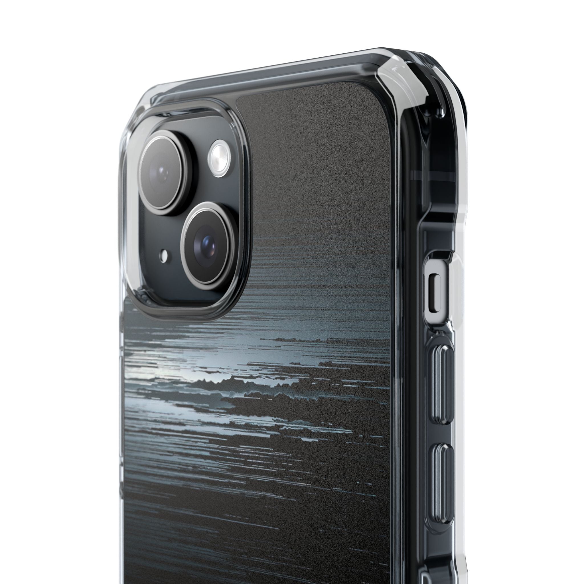 Black Impact MagSafe Phone Case for iPhone - Frozen Signal Glitch