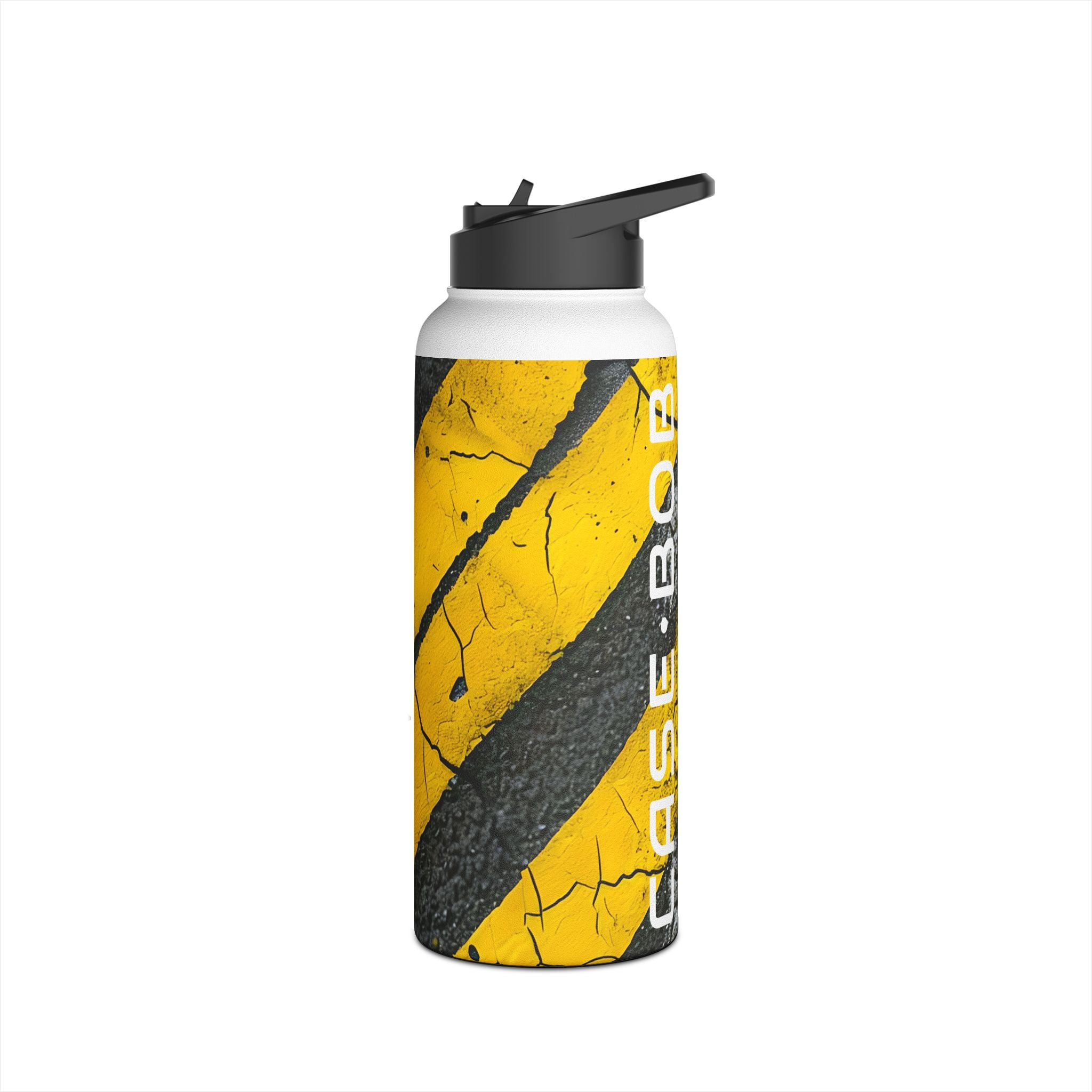 Yellow Stripes Distress - Stainless Steel Water Bottle