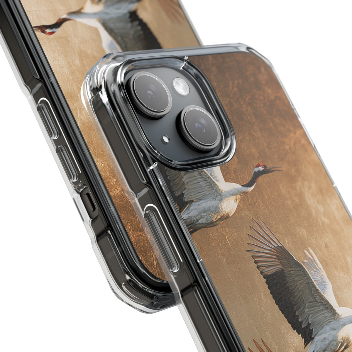 Golden Crane Flight · Clear Impact Magnetic Phone Case for iPhone · Gold