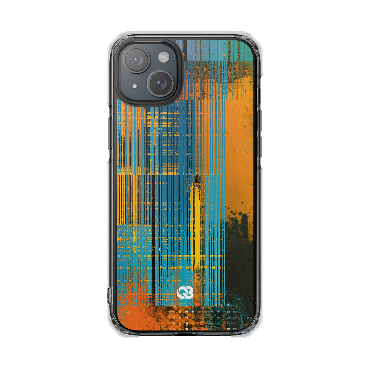 Cyber Glitch Stream · Clear Impact Magnetic Phone Case for iPhone · Teal