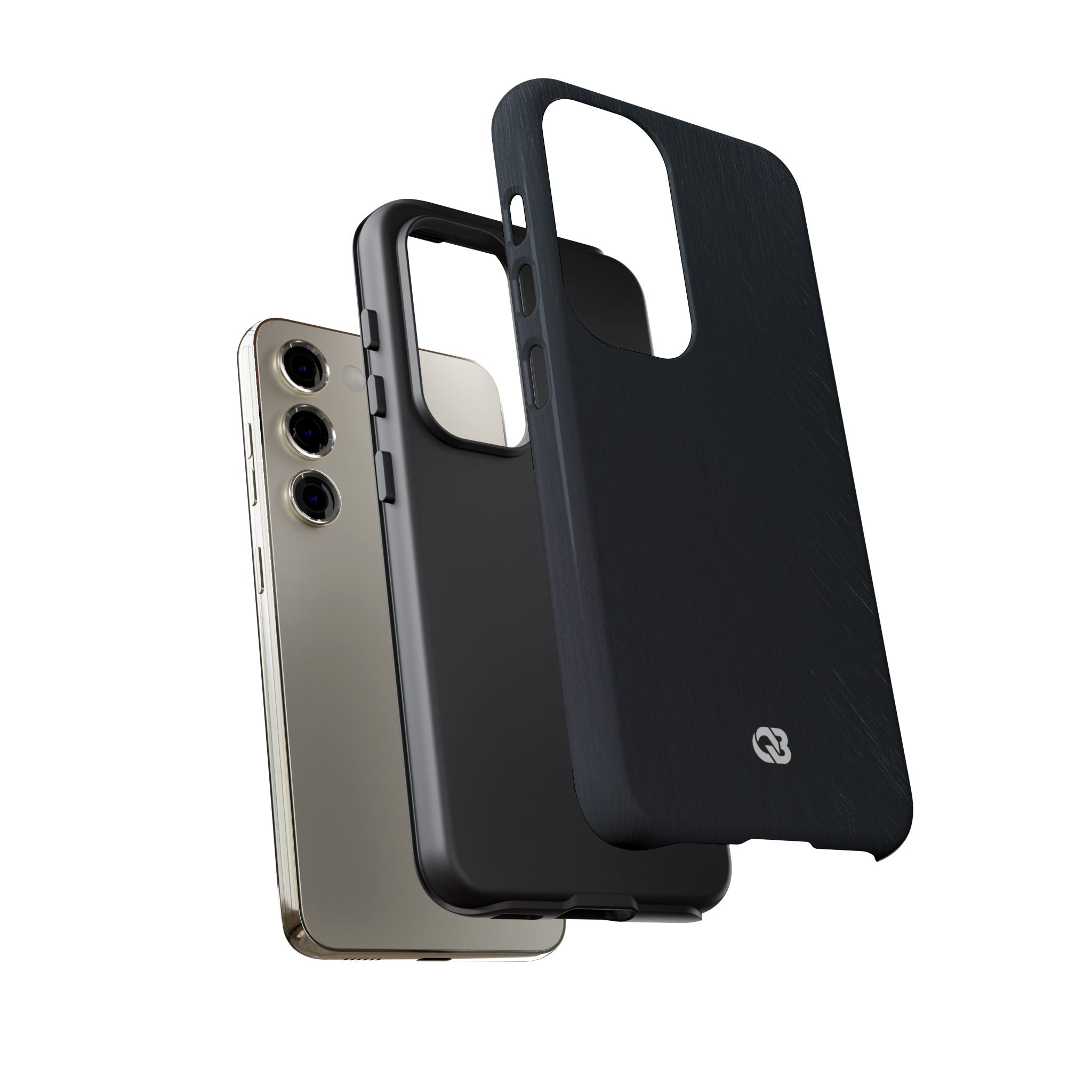 Black Tough Phone Case for Samsung - Midnight Brushed Grain