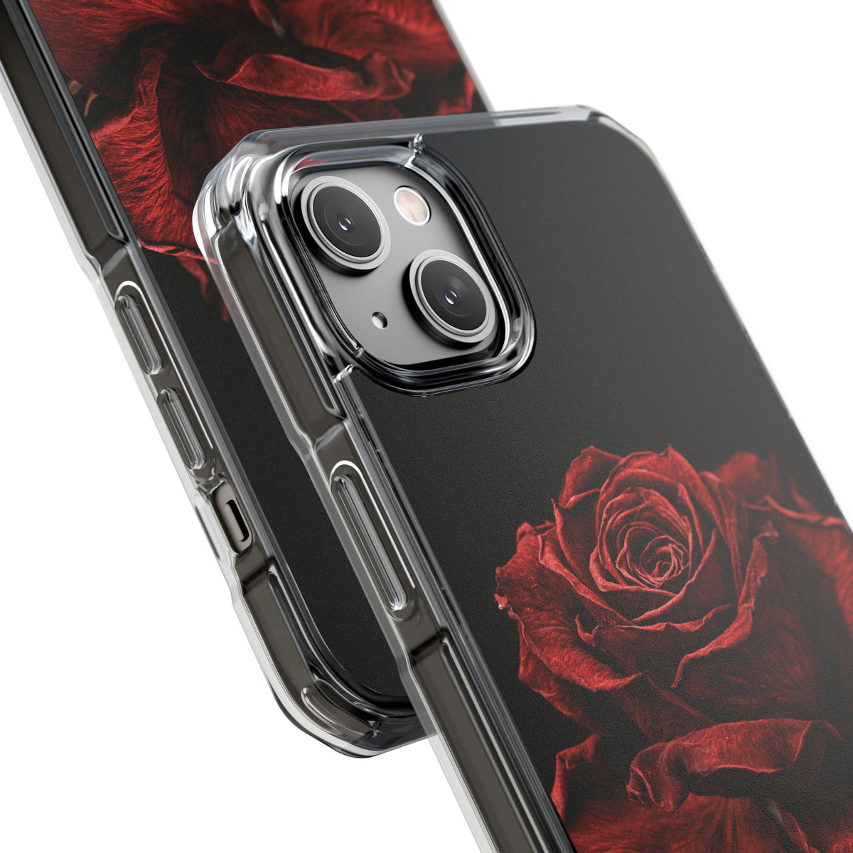 Crimson Noir Rose · Clear Impact Magnetic Phone Case for iPhone ·  Black