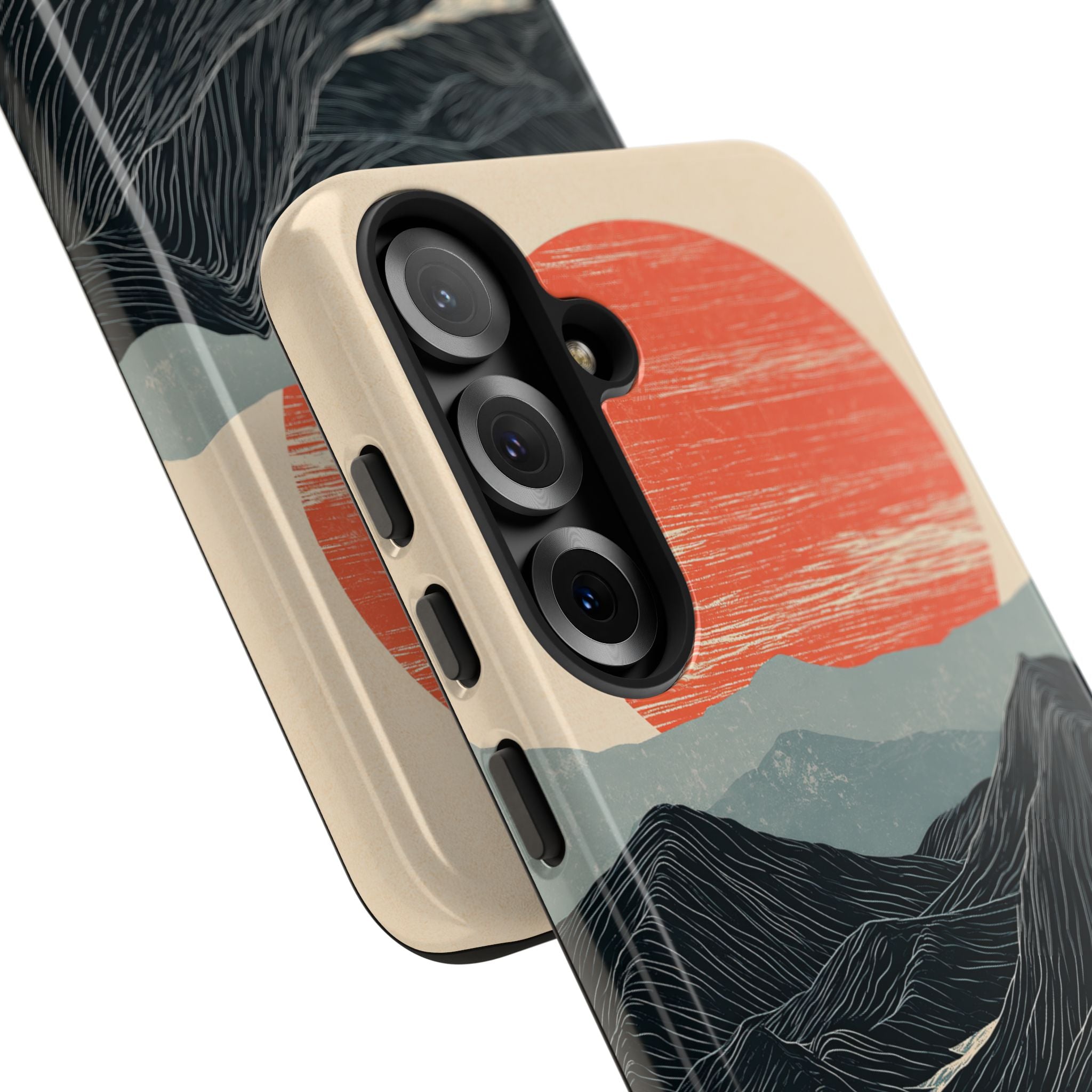 Beige Tough Phone Case for Samsung - Crimson Ridge Flow