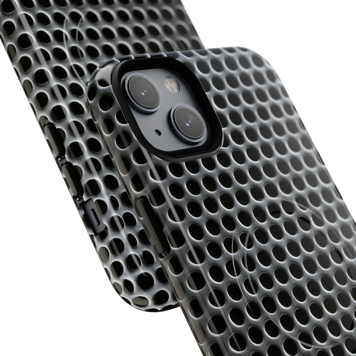 Brushed Perforated Steel · Tough 2.0 Magnetic Phone Case for iPhone · Silver