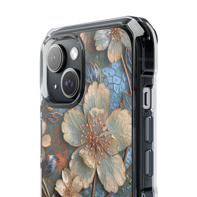 Gilded Blossom Reverie · Clear Impact Magnetic Phone Case for iPhone · Teal