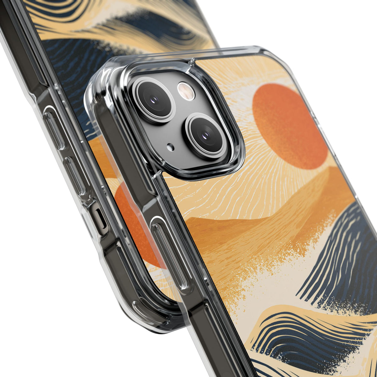 Golden Horizon Waves · Clear Impact Magnetic Phone Case for iPhone ·  Blue