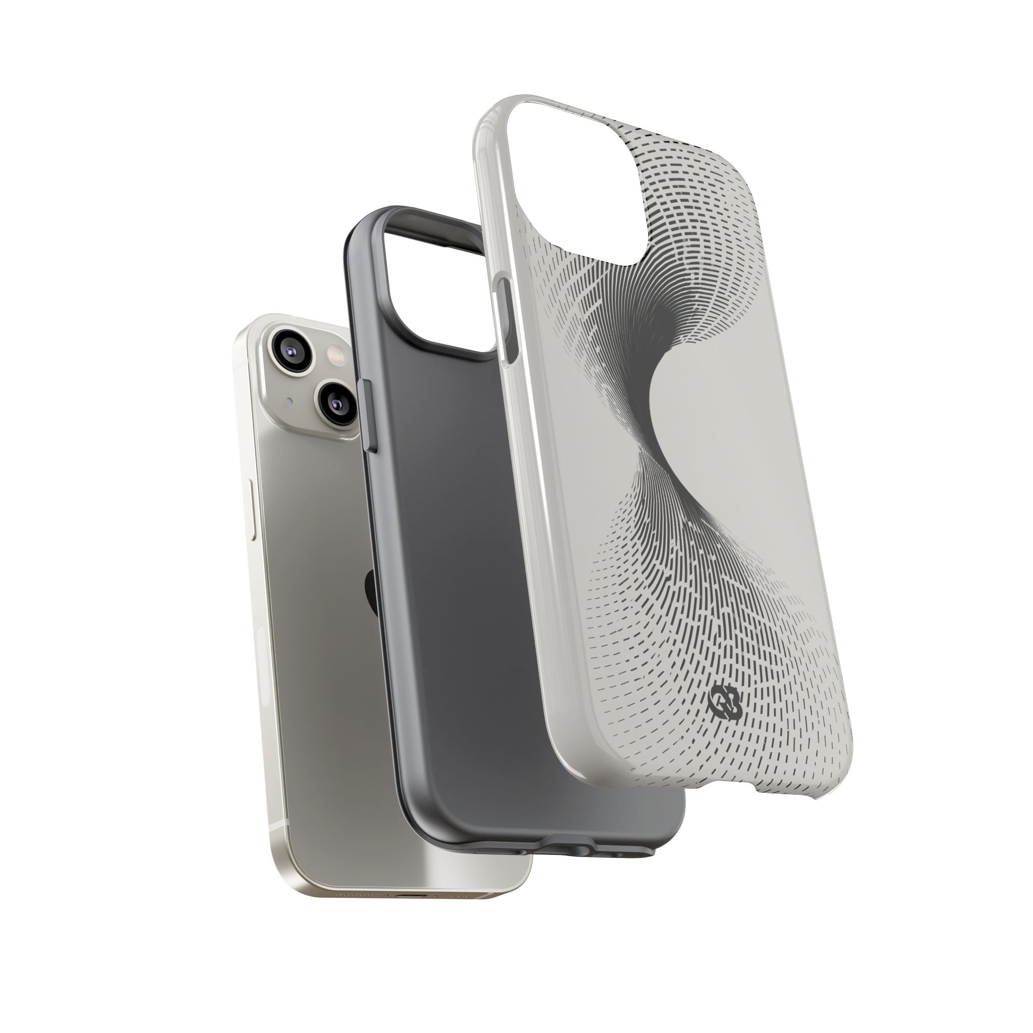 White Tough Phone Case for iPhone - Linear Torsion Grid