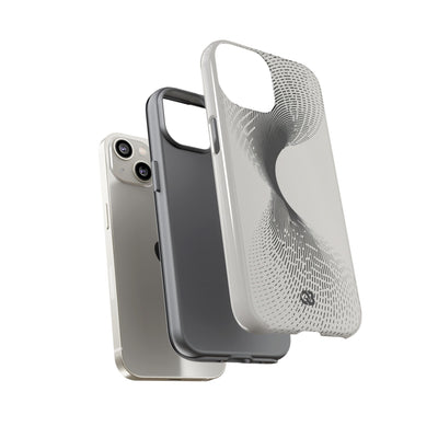 White Tough Phone Case for iPhone - Linear Torsion Grid