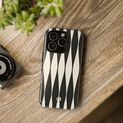 Black Tough Phone Case for iPhone - Ivory Spindle Grid