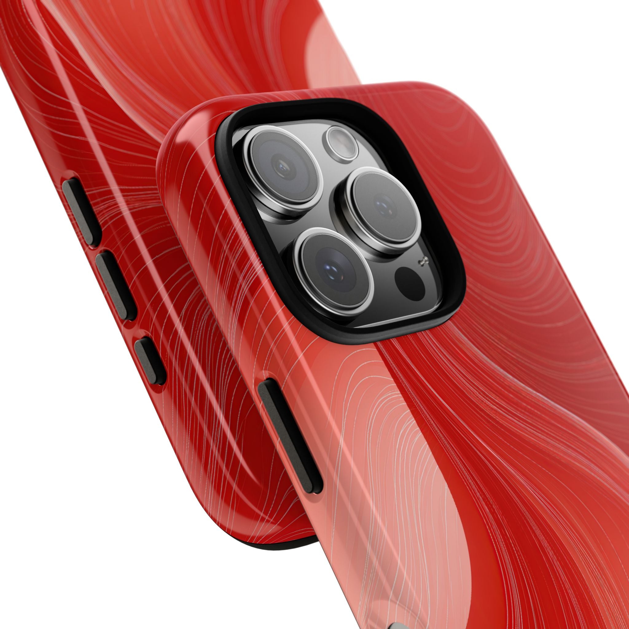 Red Tough Phone Case for iPhone - Crimson Silk Strands