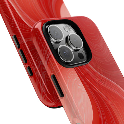 Red Tough Phone Case for iPhone - Crimson Silk Strands