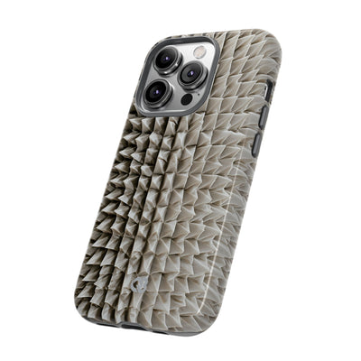 Beige Tough Phone Case for iPhone - Bone Spiked Grid