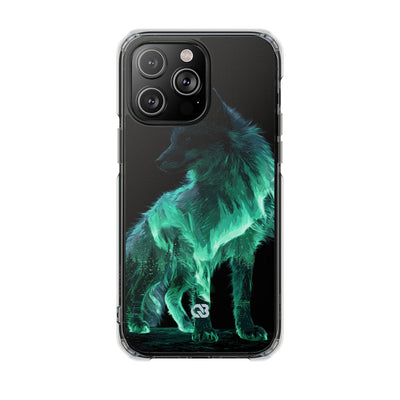 Nordic Aurora Fox · Clear Impact Magnetic Phone Case for iPhone · Teal