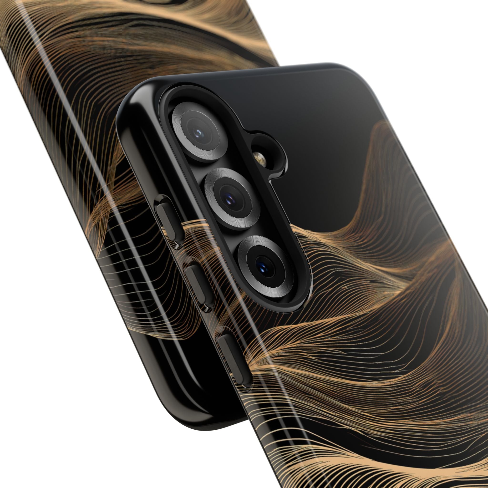 Black Tough Phone Case for Samsung - Copper Topo Ridge