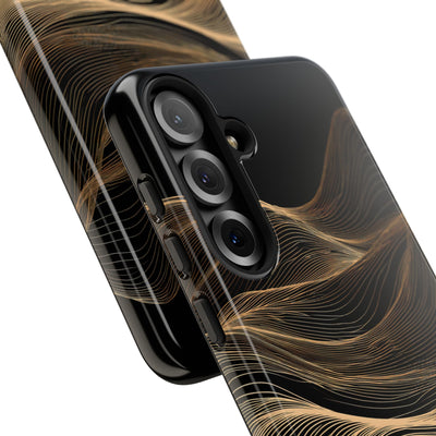 Black Tough Phone Case for Samsung - Copper Topo Ridge