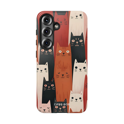 Verlängerte Katzen Schwarz Samsung S25 Case - Tough