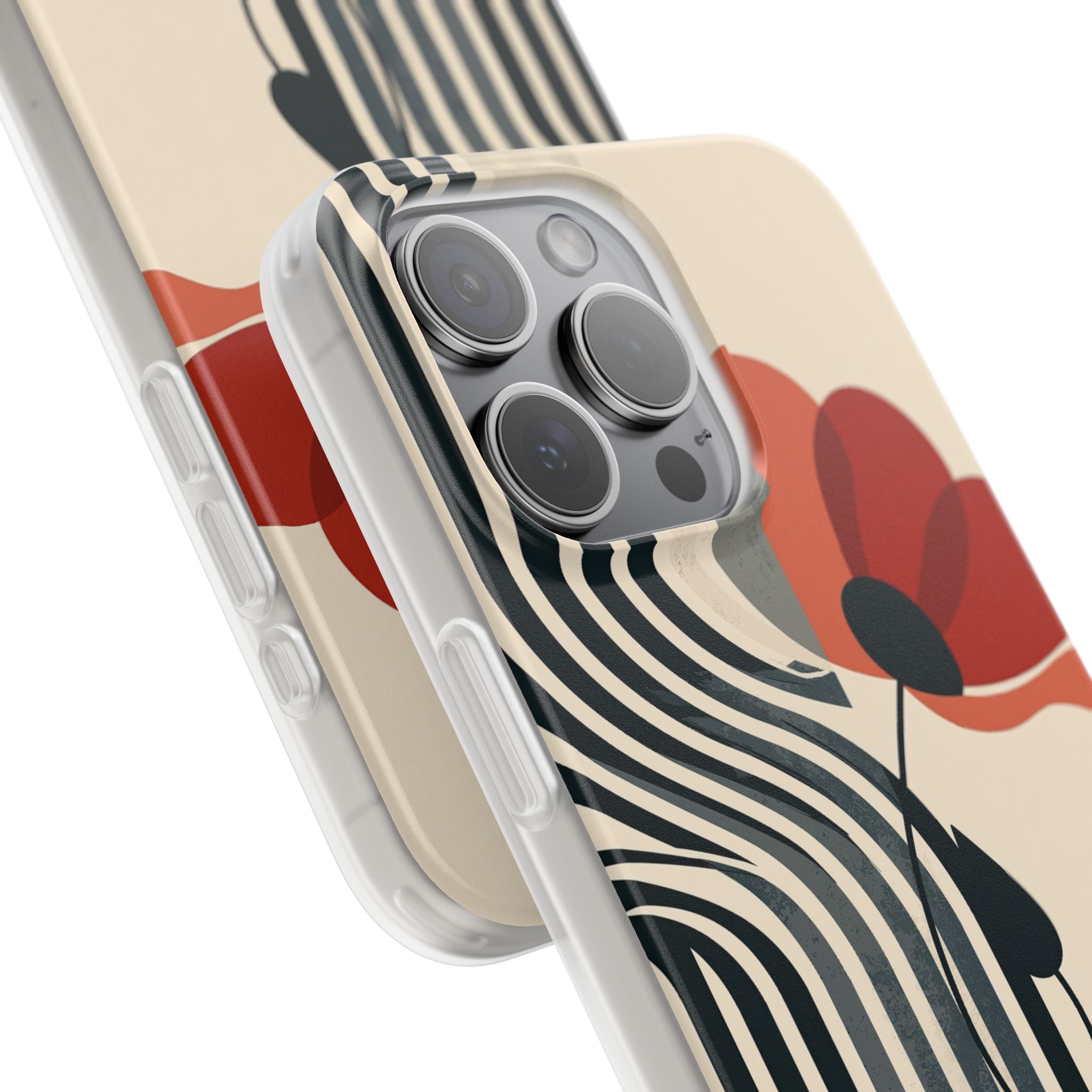 Beige Lite Phone Case for iPhone - Crimson Line Bloom