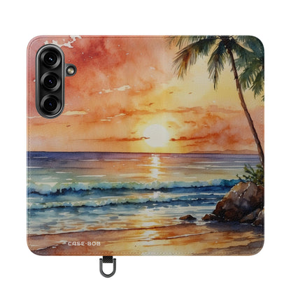 Golden Palm Sunset - Samsung S25 Case - Wallet