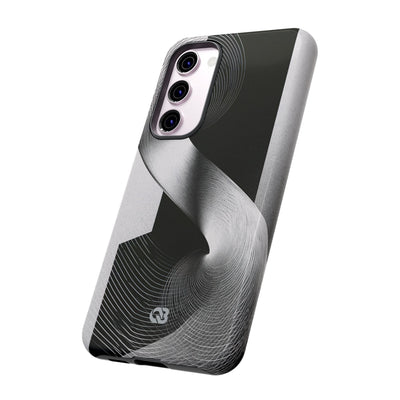 Grey Tough Phone Case for Samsung - Obsidian Moiré Wave