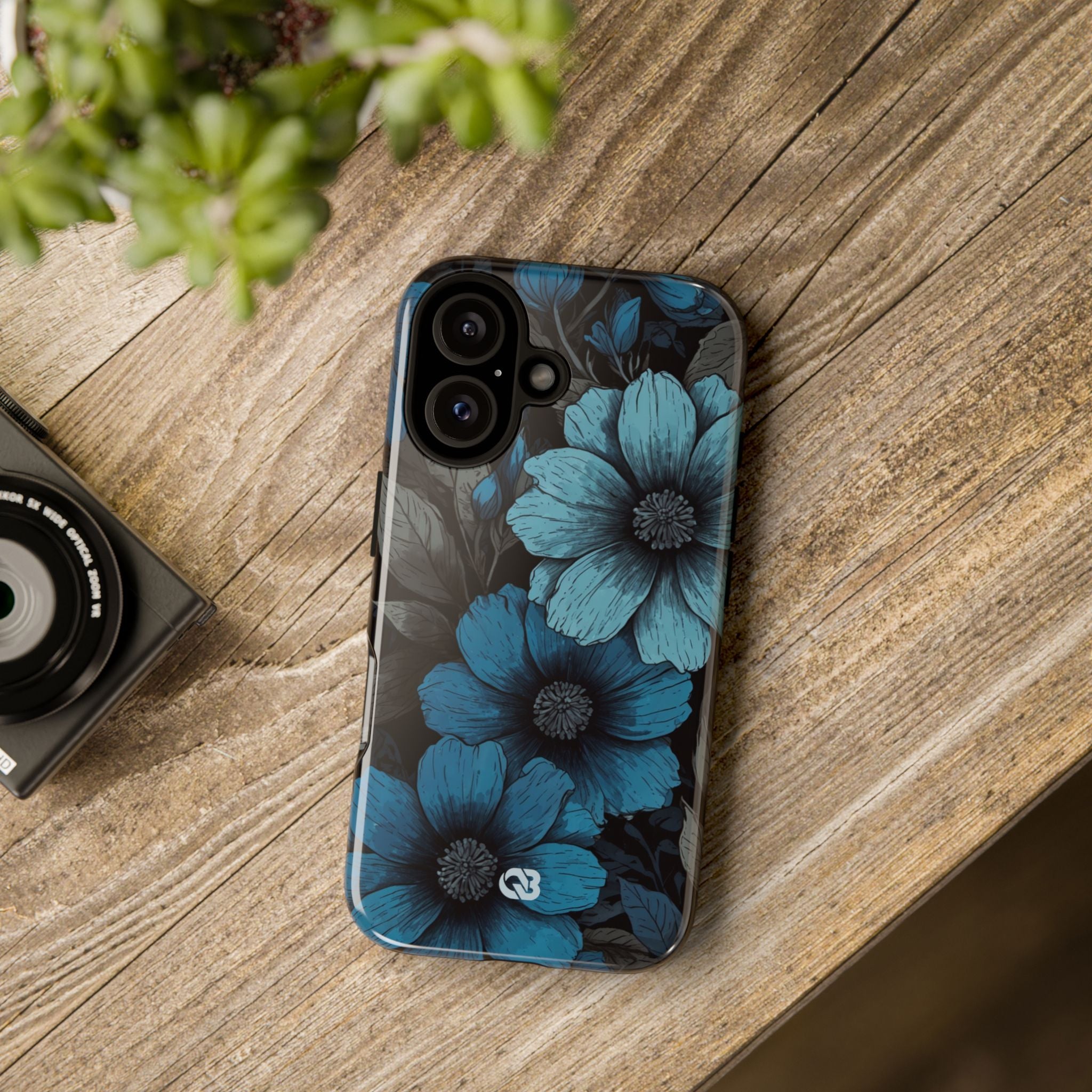 Obsidian Blue Petals · Coque de téléphone Tough pour iPhone