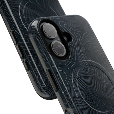Black Tough 2.0 Magsafe Phone Case for iPhone - Obsidian Ridge Topo