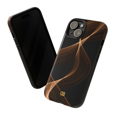 Brown Tough Phone Case for iPhone - Copper Silk Wave