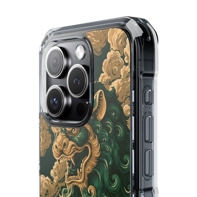 Imperial Guardian Lion · Clear Impact Magnetic Phone Case for iPhone · Green