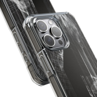 Black Impact MagSafe Phone Case for iPhone - Ghost Urban Wireframe