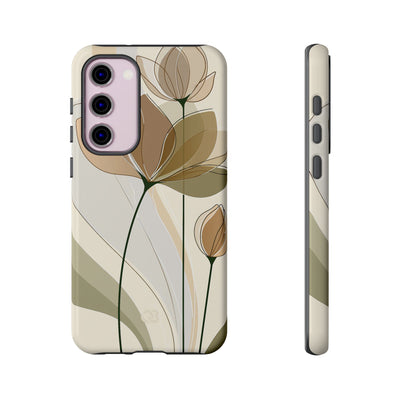 Beige Tough Phone Case for Samsung - Muted Ochre Petals