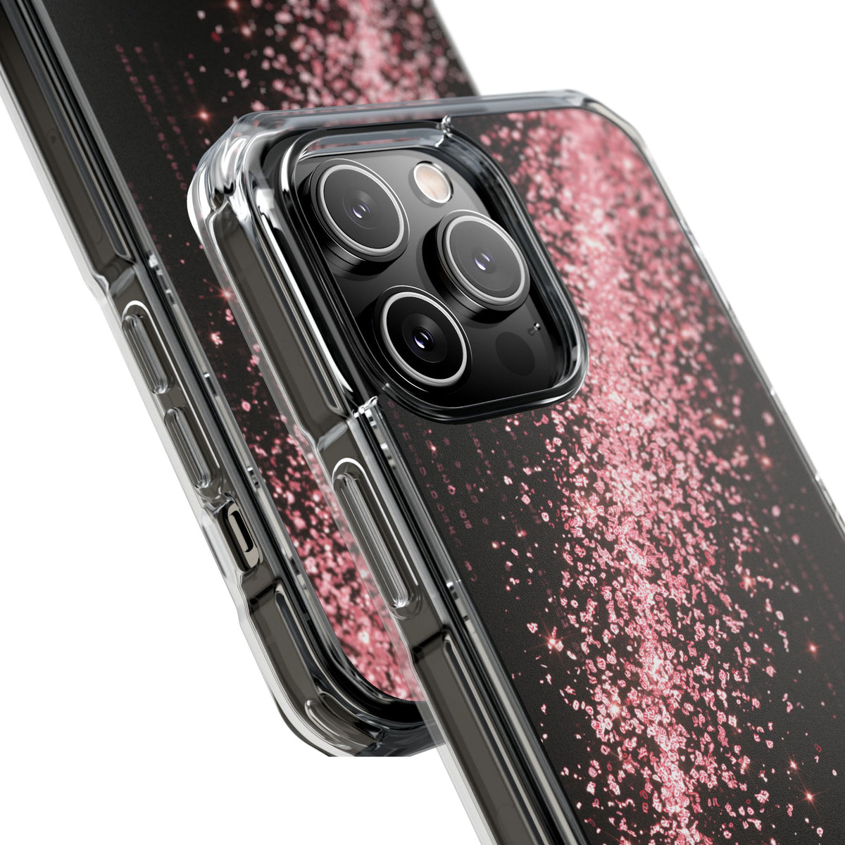 Rose Digital Cascade · Clear Impact Magnetic Phone Case for iPhone · Pink