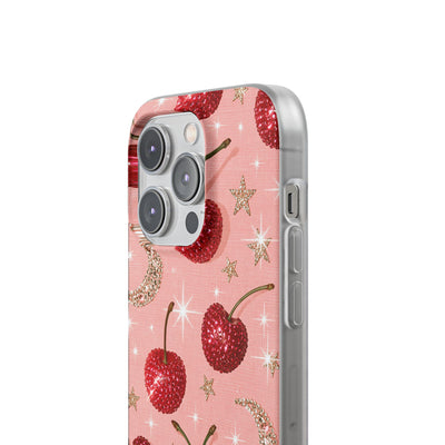 Bedazzled Ruby Cherries · Lite Phone Case for iPhone ·  Pink