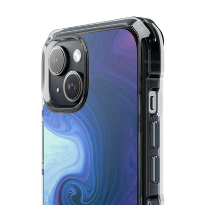 Azure Fluid Swirl · Clear Impact Magnetic Phone Case for iPhone · Blue