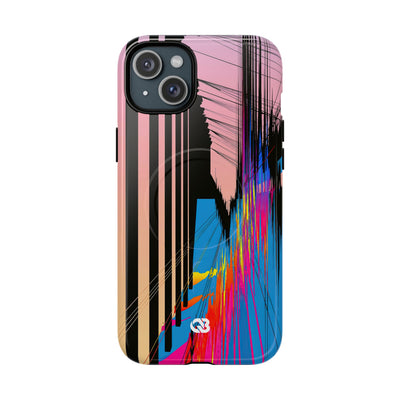 Blue Tough 2.0 Magsafe Phone Case for iPhone - Fractured Data Skyline