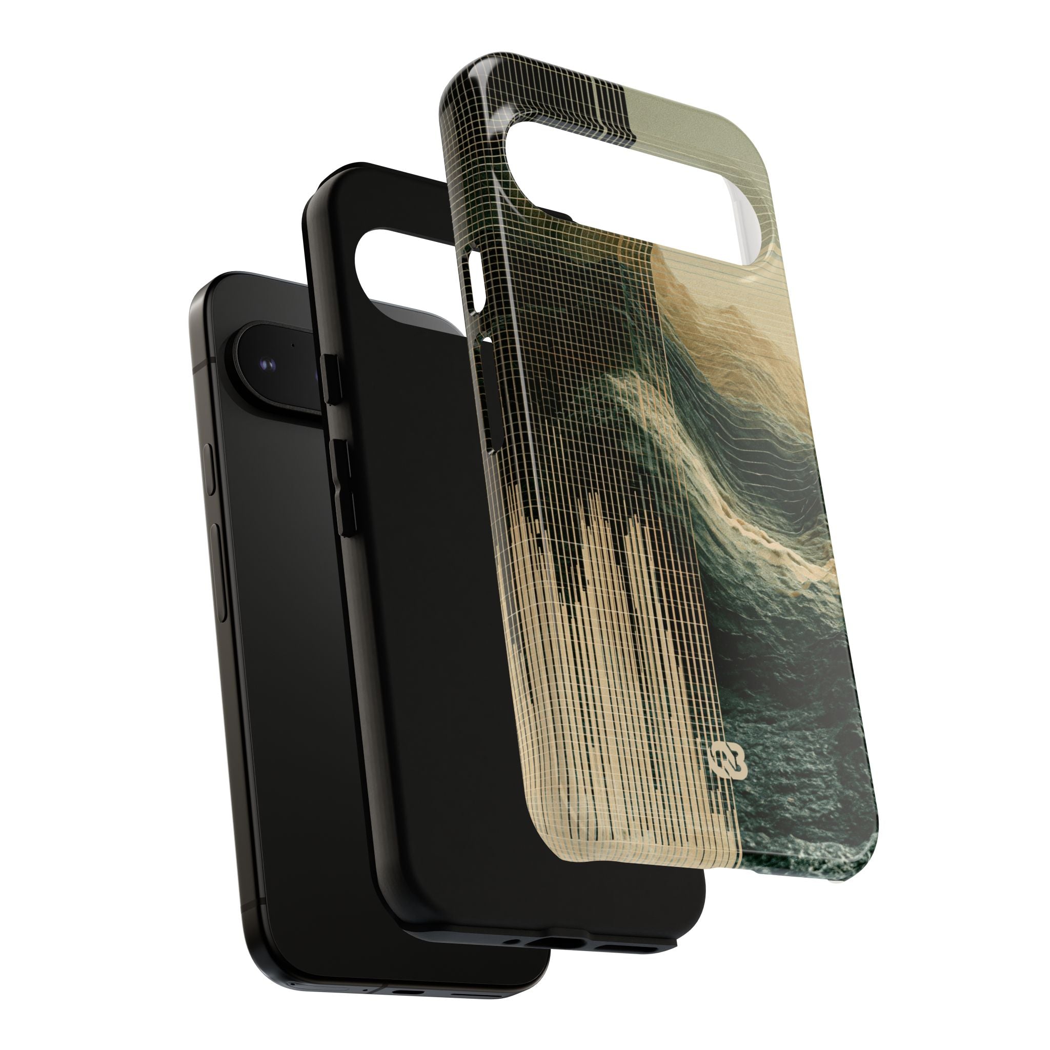 Beige Tough Phone Case for Google Pixel - Veridian Data Ridge