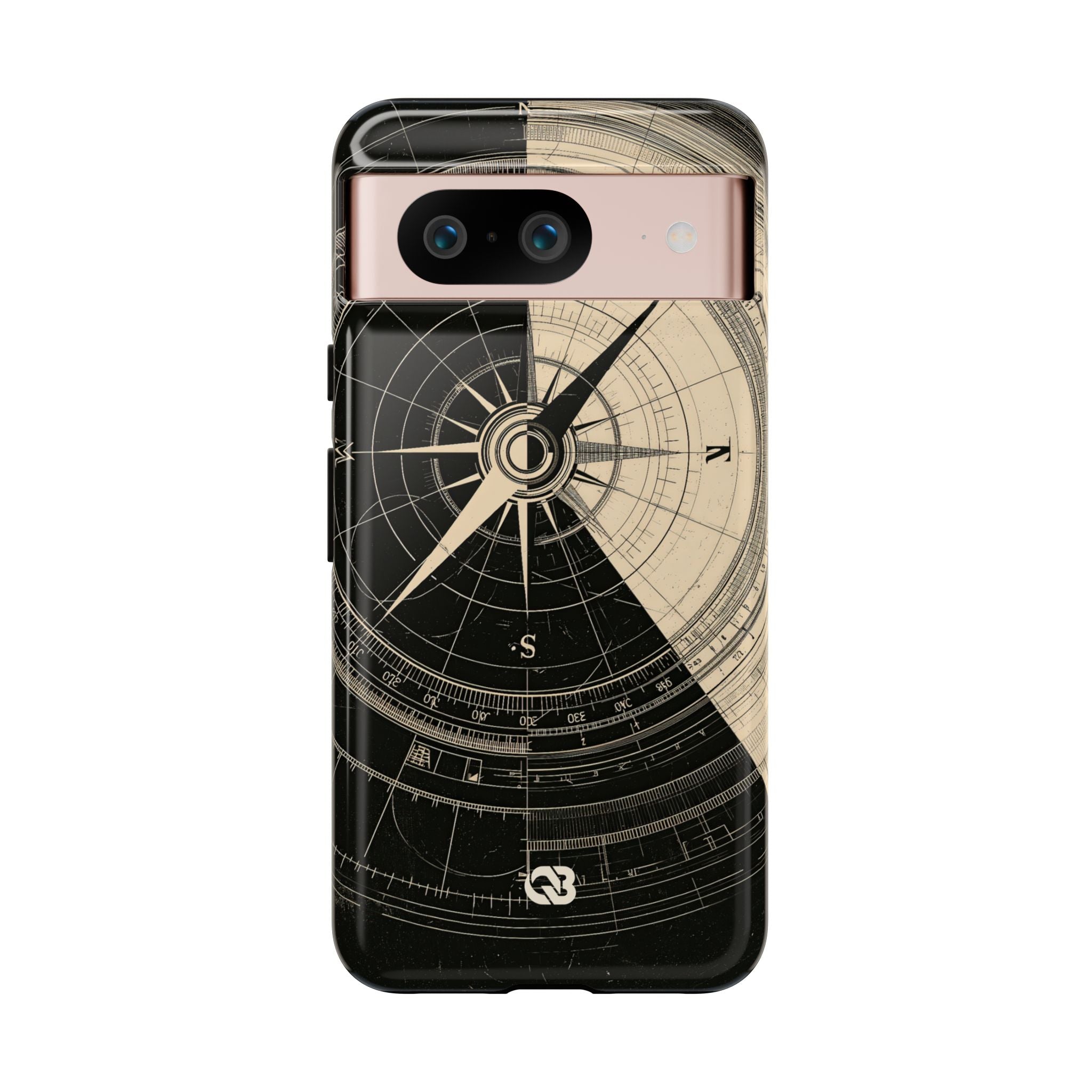 Beige Tough Phone Case for Google Pixel - Obsidian Nautical Blueprint