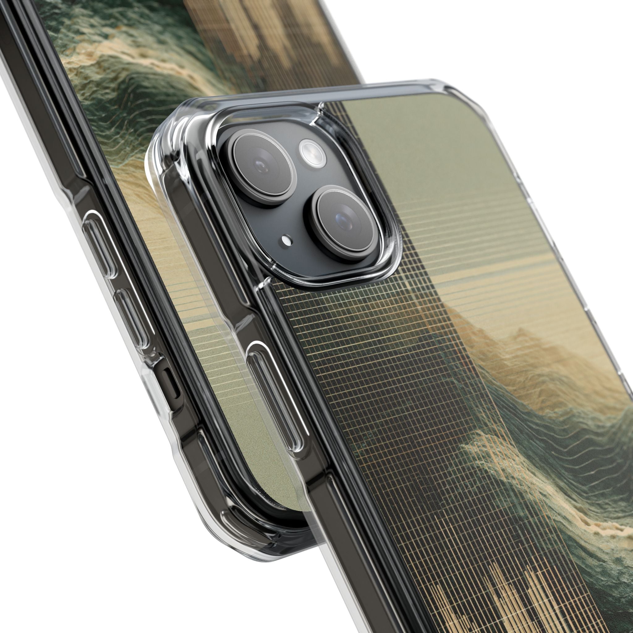 Beige Impact MagSafe Phone Case for iPhone - Veridian Data Ridge