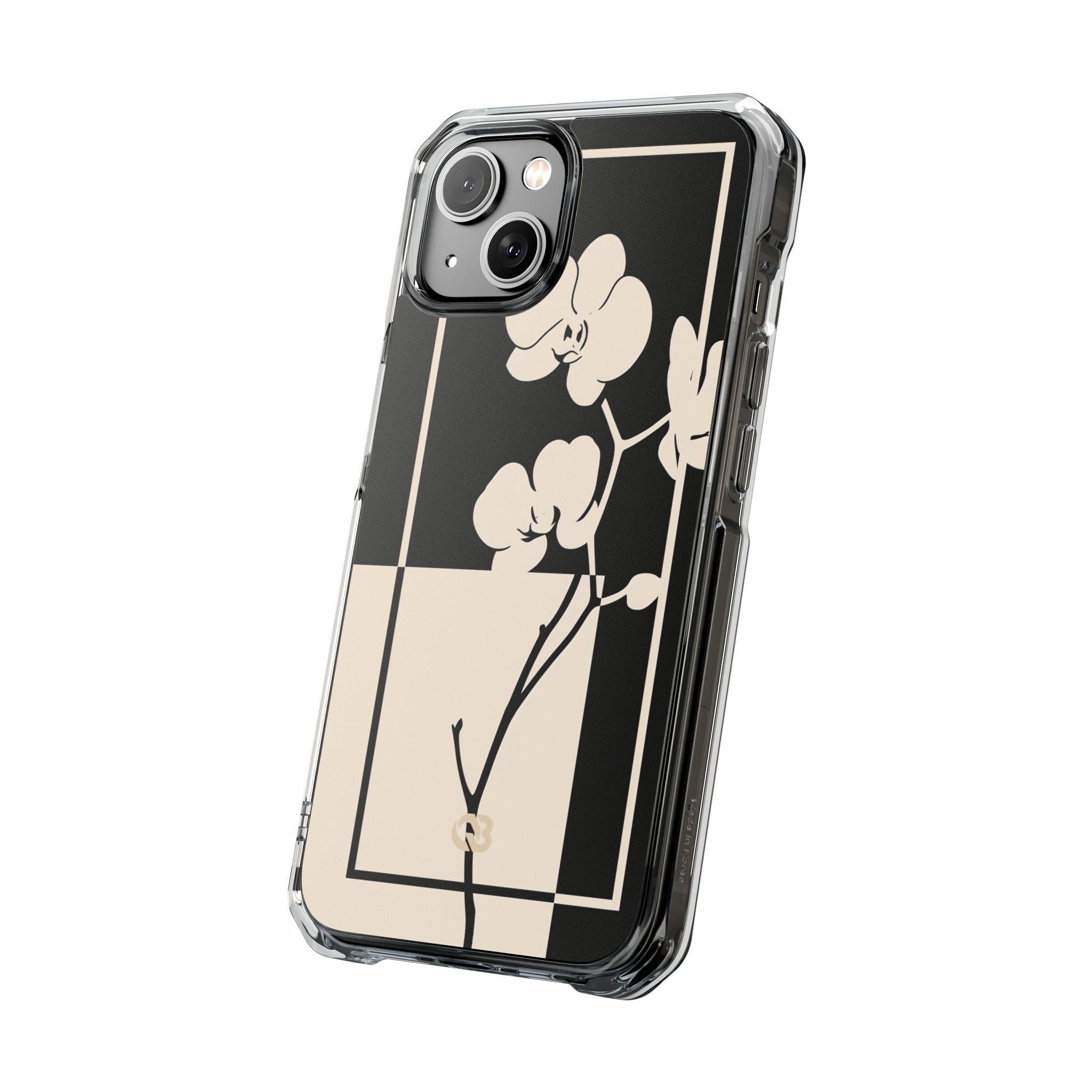 Beige Impact MagSafe Phone Case for iPhone - Nocturnal Orchid Frame
