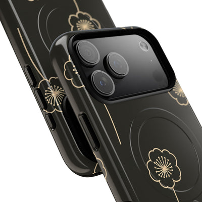 Black Tough 2.0 Magsafe Phone Case for iPhone - Obsidian Sand Petals