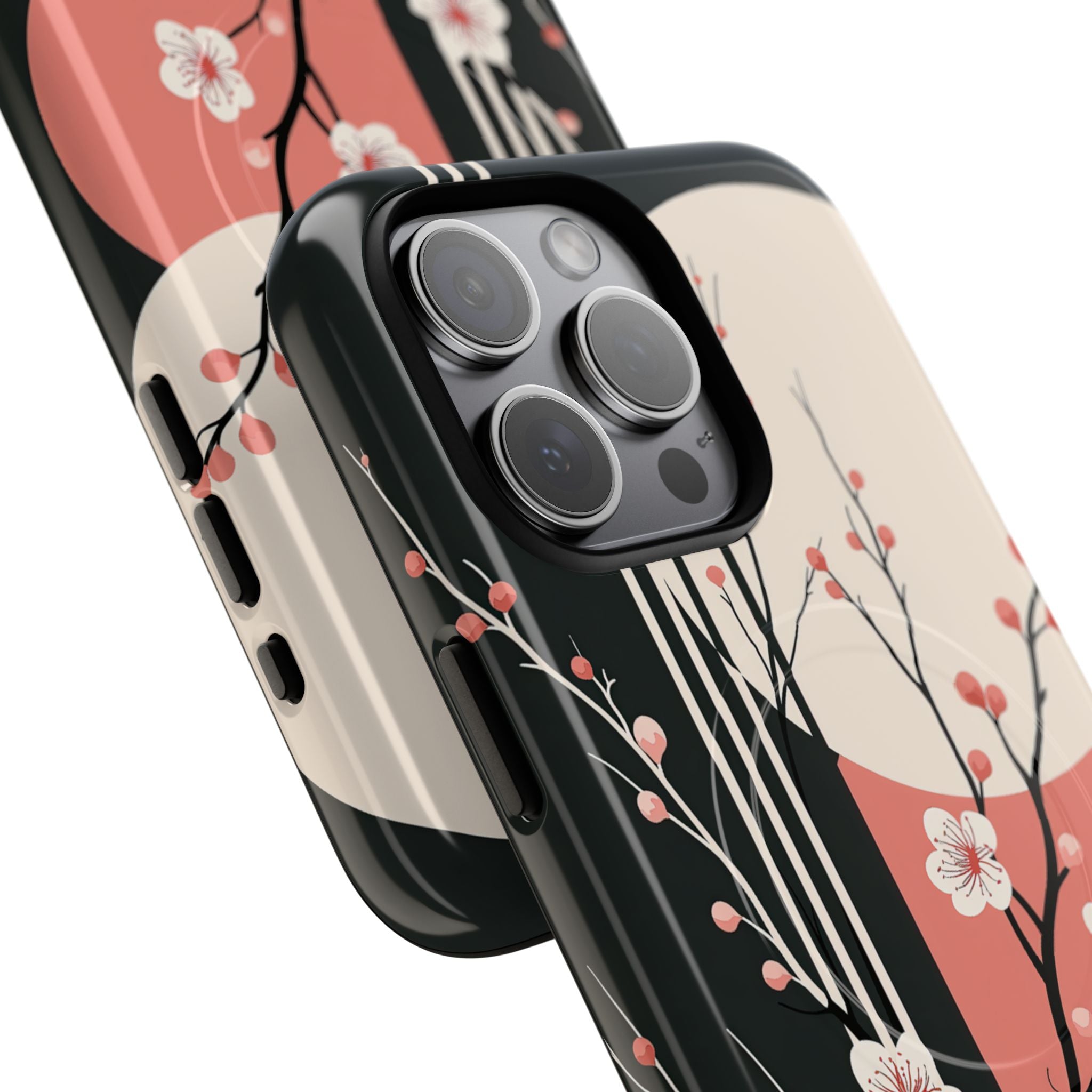 Black Tough 2.0 Magsafe Phone Case for iPhone - Kyoto Midnight Blossom