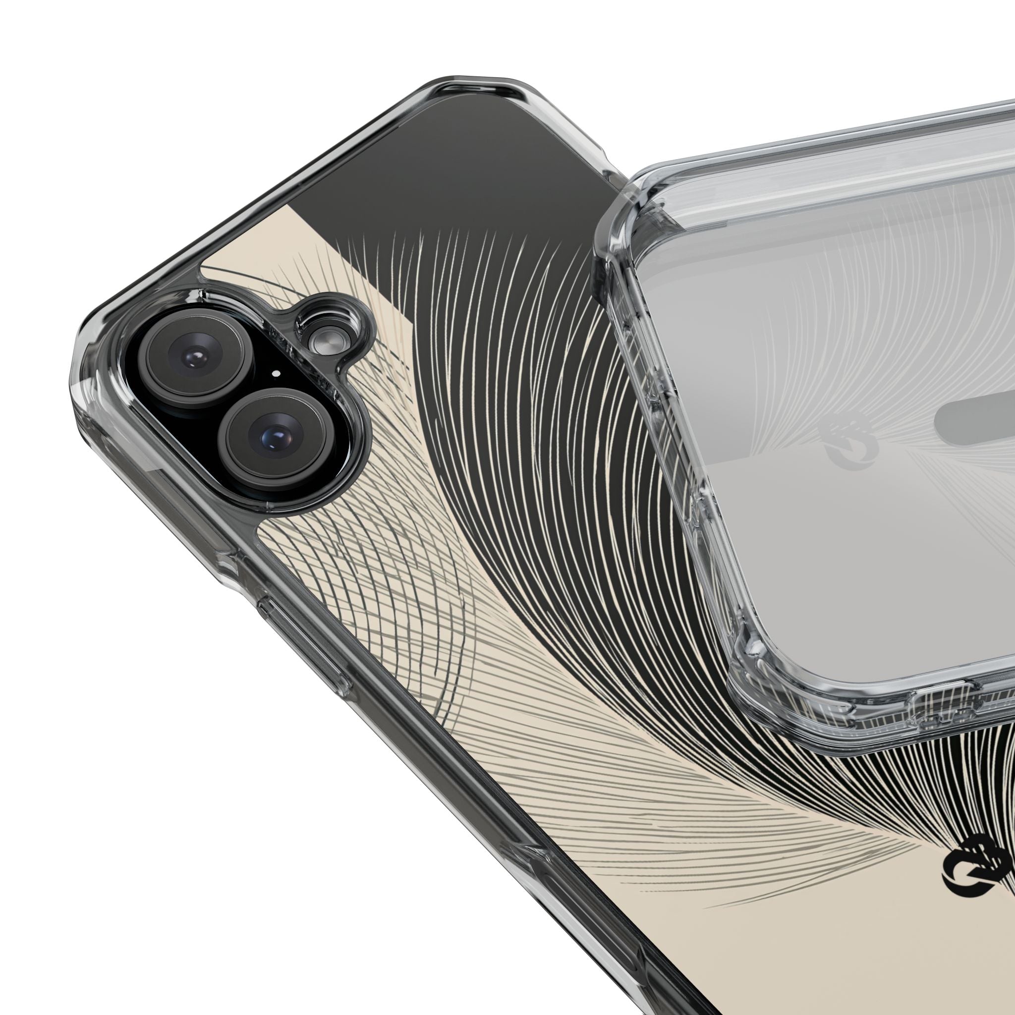 Beige Impact MagSafe Phone Case for iPhone - Obsidian Cream Plume