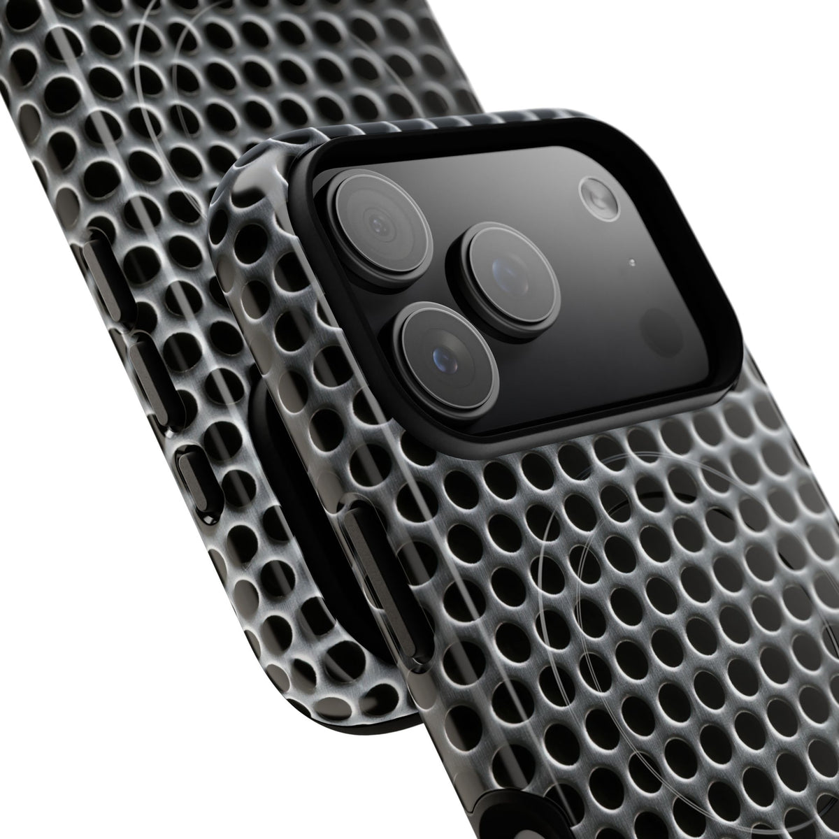 Brushed Perforated Steel · Tough 2.0 Magnetic Phone Case for iPhone · Silver