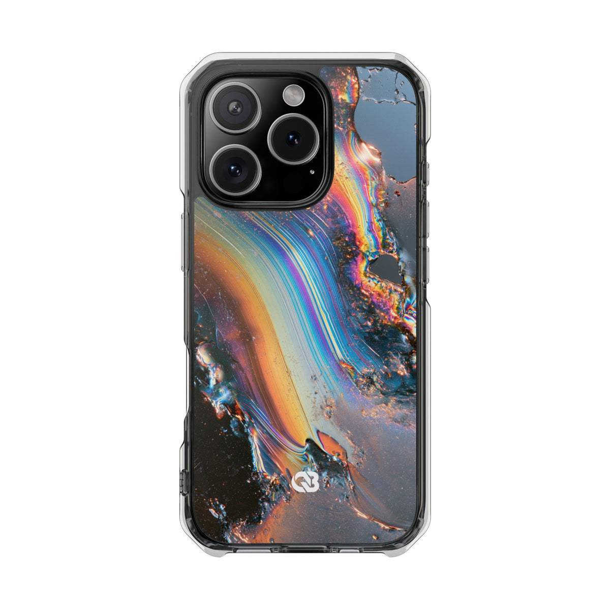 Prismatic Aura Flow · Clear Impact Magnetic Phone Case for iPhone · Blue